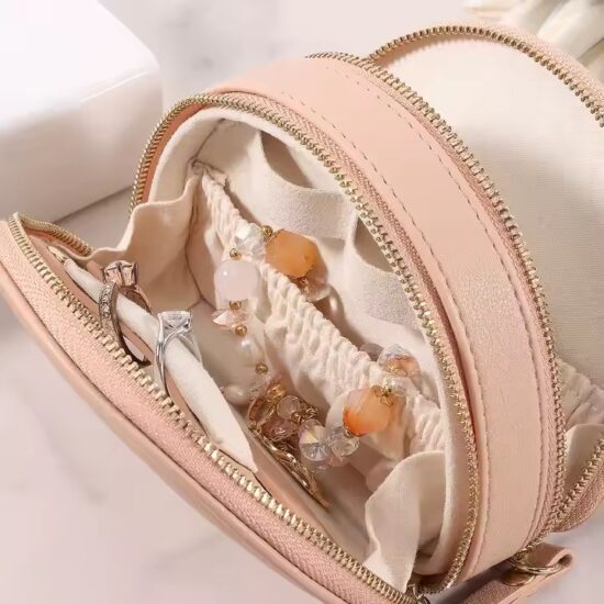 Premium Travel Size Real Leather Jewelry Box with Compartments