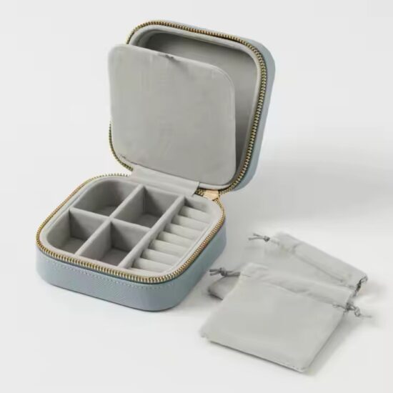 Premium Travel Size Real Leather Jewelry Box with Compartments