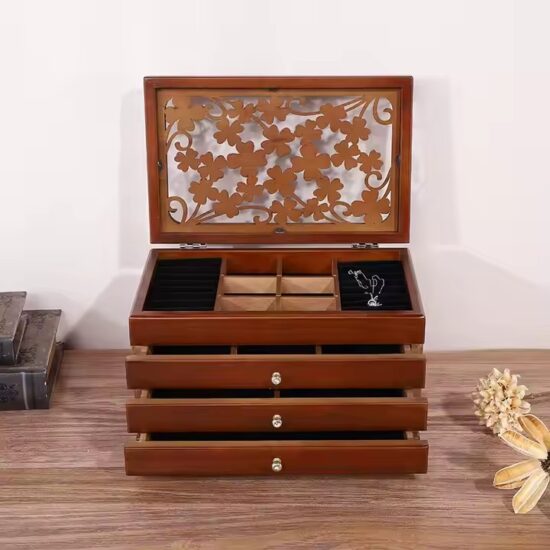 Luxury multifunctional wooden jewelry box with customizable compartments