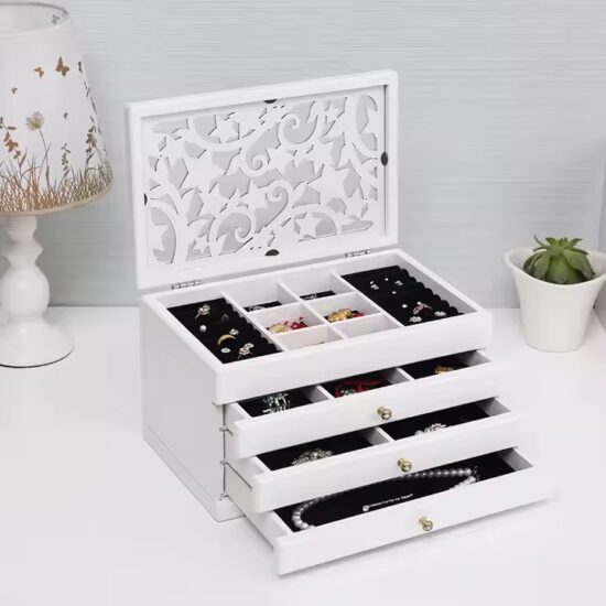 Luxury multifunctional wooden jewelry box with customizable compartments