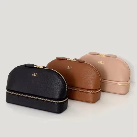 Personalized Travel Leather Jewelry Box with Compartments