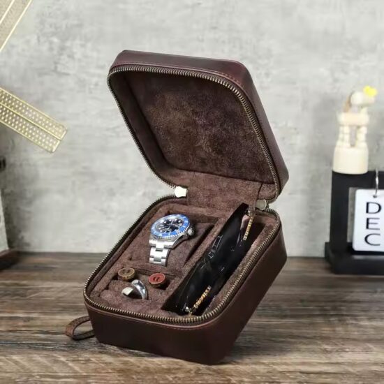 Luxury Leather Travel Jewelry Box with Soft Compartments