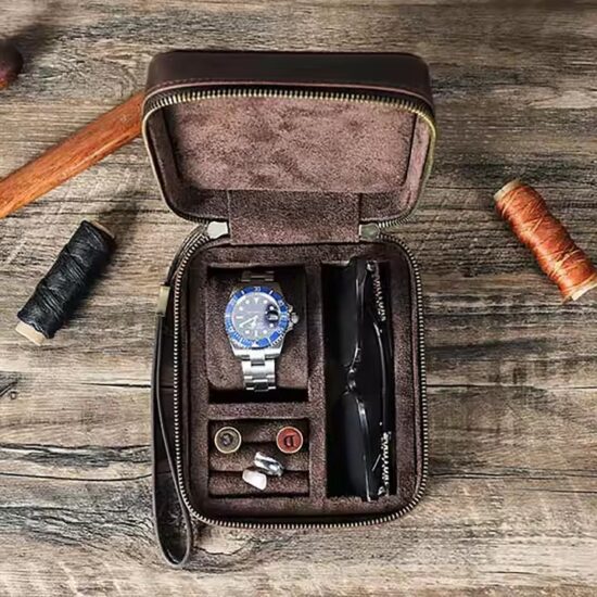 Luxury Leather Travel Jewelry Box with Soft Compartments