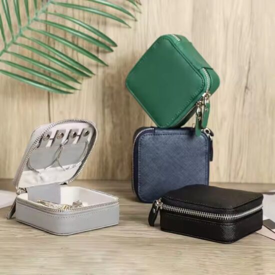 Luxury Leather Travel Jewelry Box with Soft Compartments