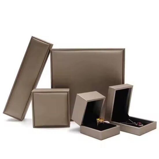 Luxury Wedding Jewelry Box in Brushed Leather with Velvet Interior
