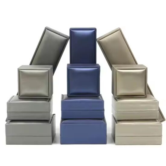 Luxury Wedding Jewelry Box in Brushed Leather with Velvet Interior
