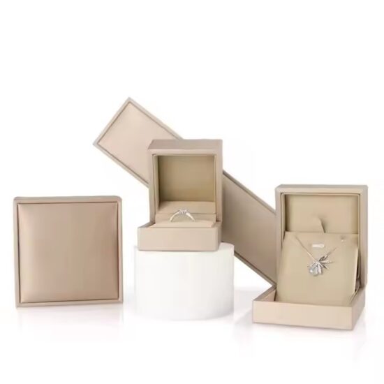 Luxury Wedding Jewelry Box in Brushed Leather with Velvet Interior