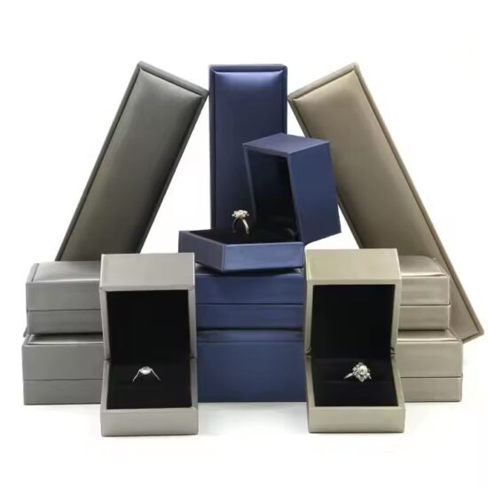 Luxury Wedding Jewelry Box in Brushed Leather with Velvet Interior
