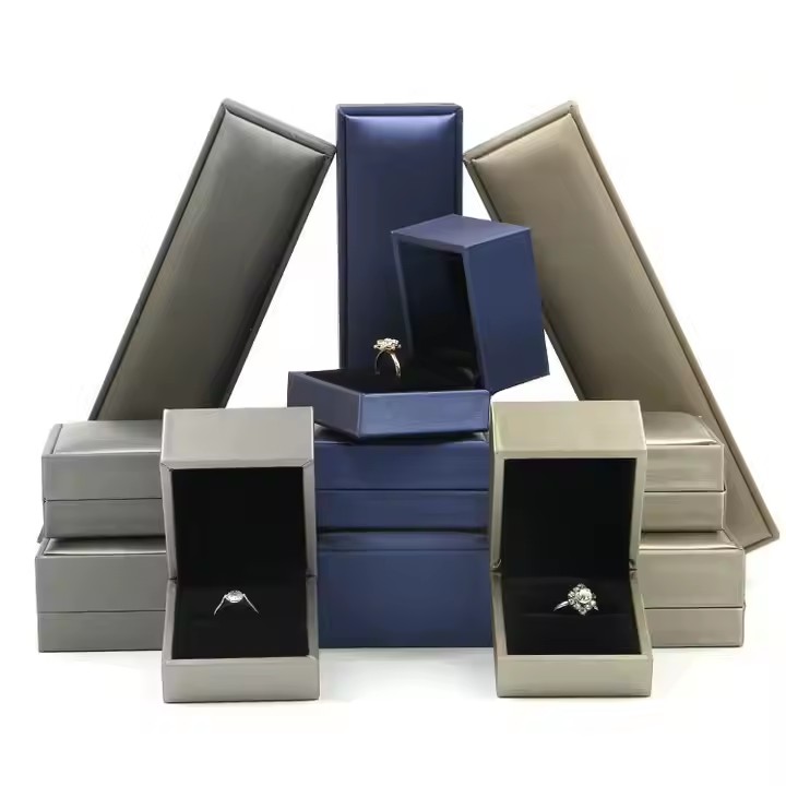 Luxury Wedding Jewelry Box in Brushed Leather with Velvet Interior