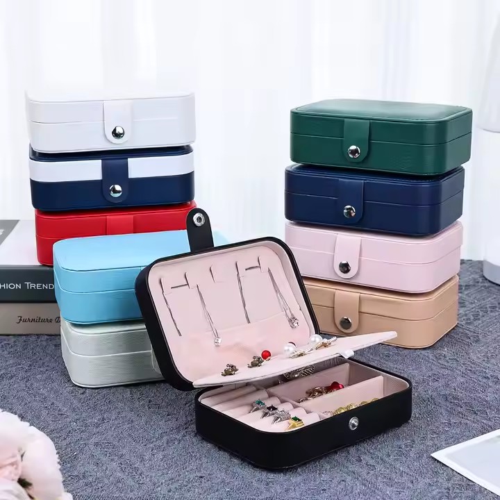 Customizable Women’s Genuine Leather Travel Jewelry Box with Logo