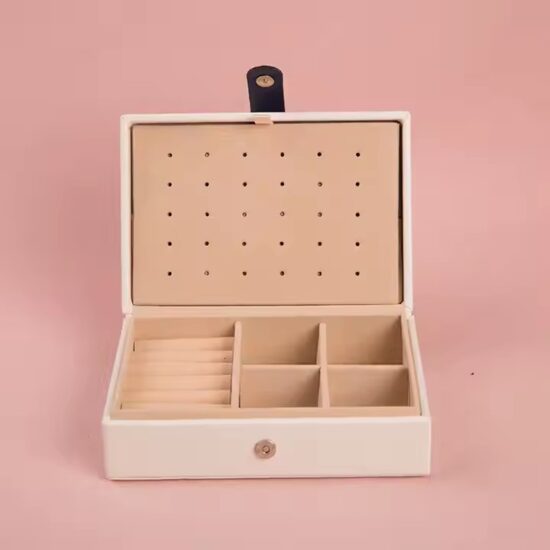 Customizable Women’s Genuine Leather Travel Jewelry Box with Logo