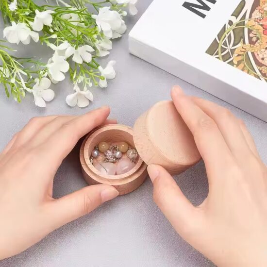 Luxury wooden jewelry box with high-gloss finish and velvet interior