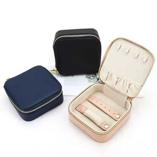 Custom Logo Luxury Real Leather Jewelry Box for Rings and Earrings