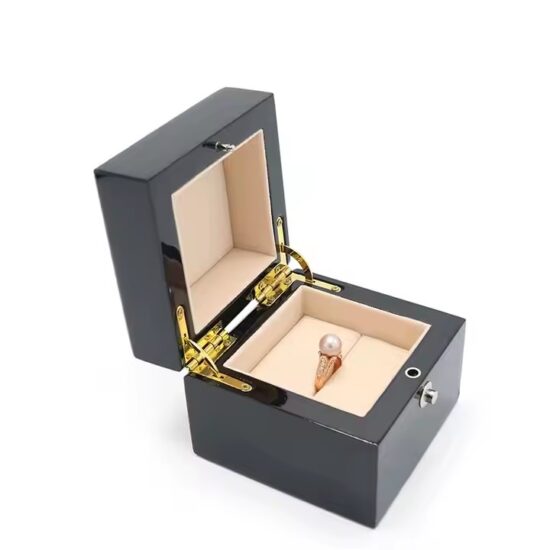 Premium luxury wooden jewelry box with velvet interior and polished finish