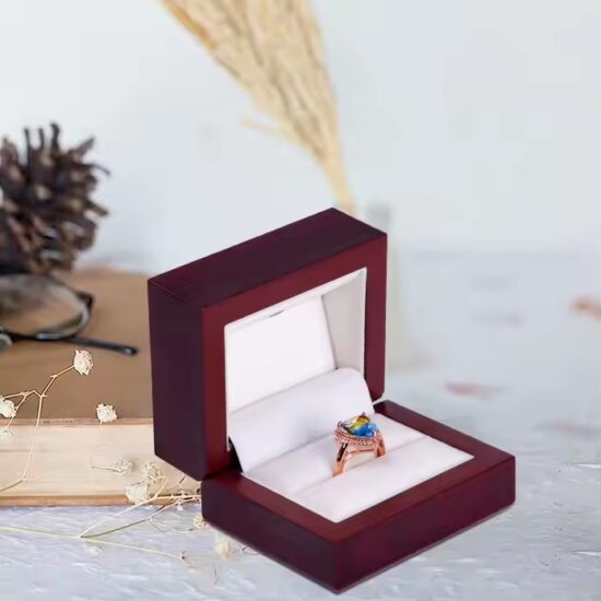 Premium luxury wooden jewelry box with velvet interior and polished finish