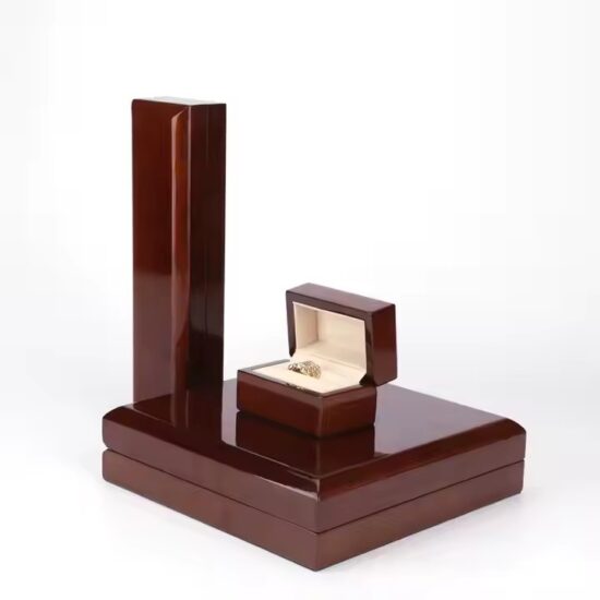 Premium luxury wooden jewelry box with velvet interior and polished finish