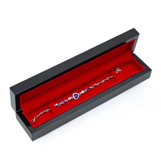 Premium luxury wooden jewelry box with velvet interior and polished finish