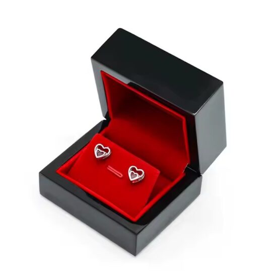 Premium luxury wooden jewelry box with velvet interior and polished finish