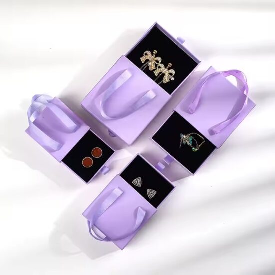 Custom Drawer Paper Jewelry Boxes with Pull-out Design and Logo