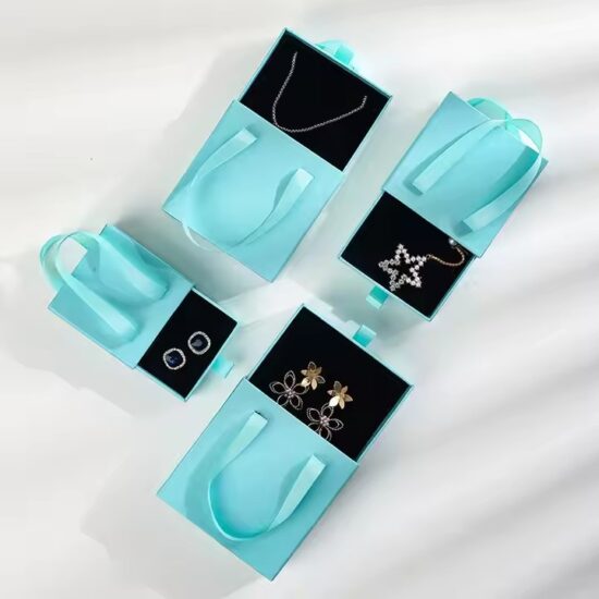 Custom Drawer Paper Jewelry Boxes with Pull-out Design and Logo