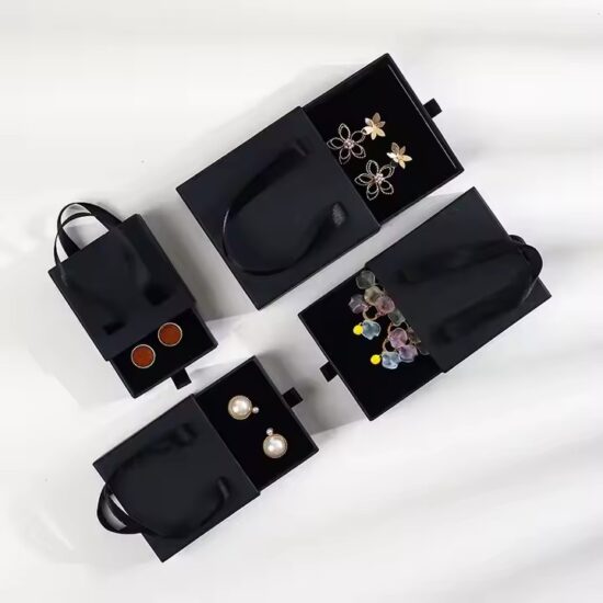 Custom Drawer Paper Jewelry Boxes with Pull-out Design and Logo
