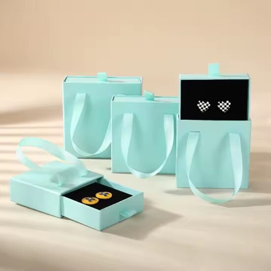 Custom Drawer Paper Jewelry Boxes with Pull-out Design and Logo