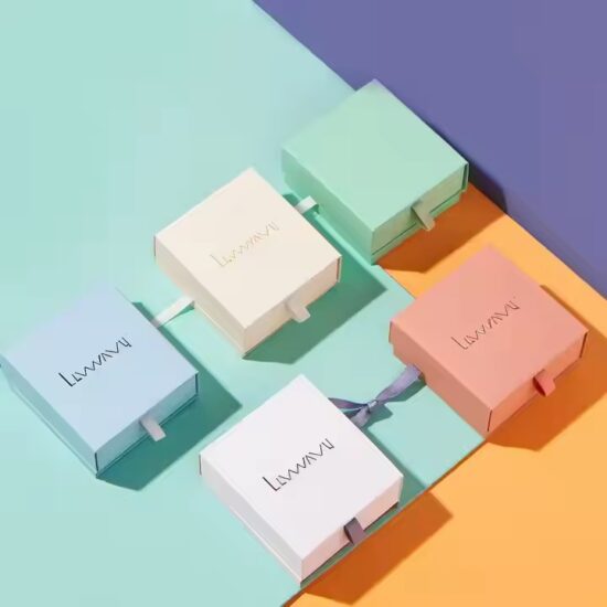 Modern Custom Paper Jewelry Box with Minimalist Design and Logo
