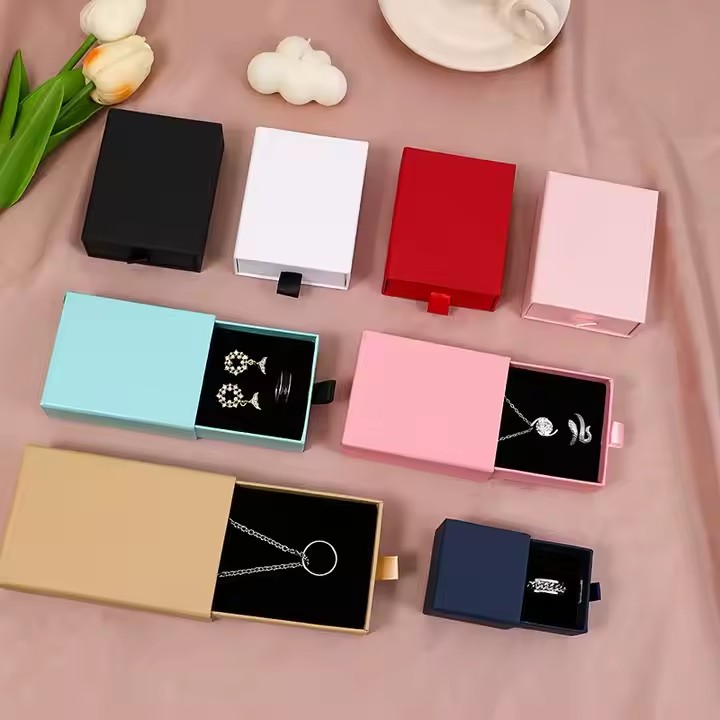 Modern Custom Paper Jewelry Box with Minimalist Design and Logo