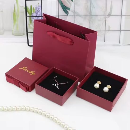 Modern Custom Paper Jewelry Box with Minimalist Design and Logo
