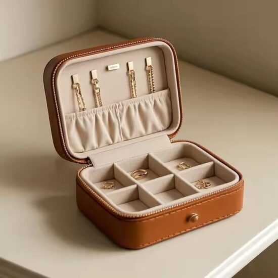 Durable Genuine Leather Jewelry Box with Logo Customization