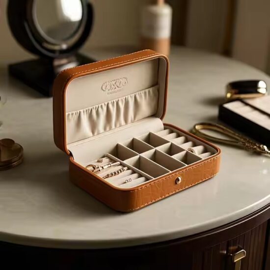 Durable Genuine Leather Jewelry Box with Logo Customization