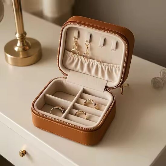 Durable Genuine Leather Jewelry Box with Logo Customization