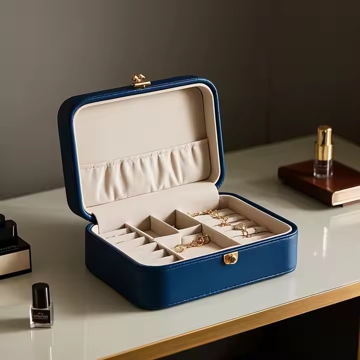 Durable Genuine Leather Jewelry Box with Logo Customization