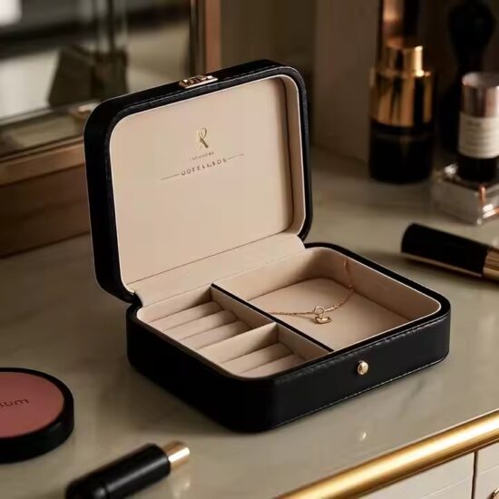 Durable Genuine Leather Jewelry Box with Logo Customization