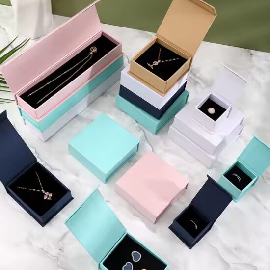 Foldable Magnetic Wedding Jewelry Boxes in Elegant Paper Finishes