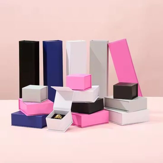 Foldable Magnetic Wedding Jewelry Boxes in Elegant Paper Finishes