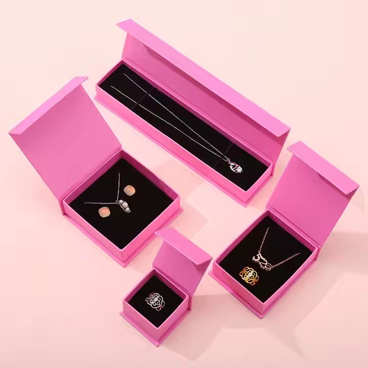 Foldable Magnetic Wedding Jewelry Boxes in Elegant Paper Finishes