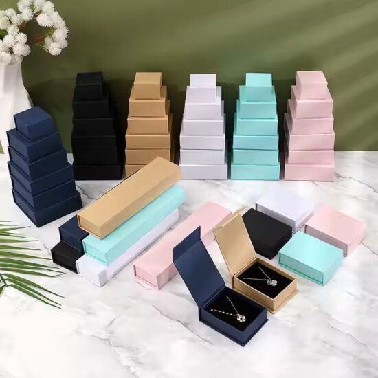 Foldable Magnetic Wedding Jewelry Boxes in Elegant Paper Finishes
