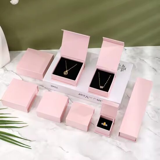 Foldable Magnetic Wedding Jewelry Boxes in Elegant Paper Finishes