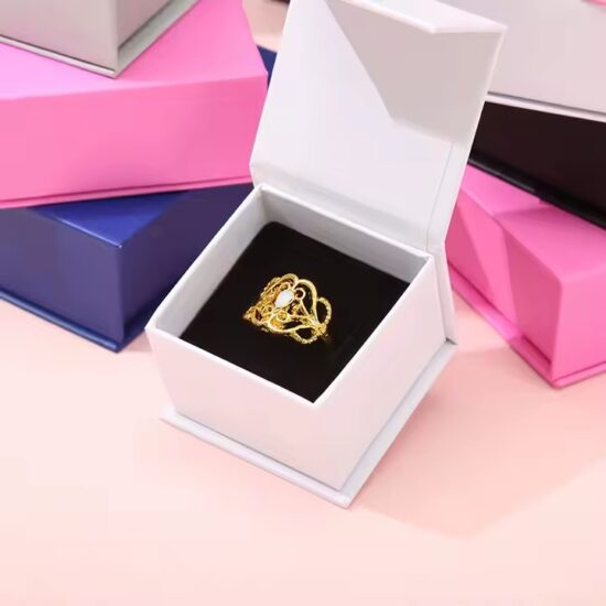 Foldable Magnetic Wedding Jewelry Boxes in Elegant Paper Finishes