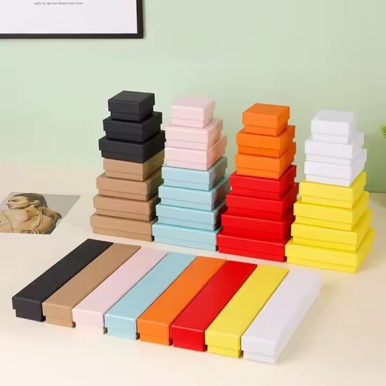 Custom Logo Paper Jewelry Gift Boxes in Various Colors and Sizes