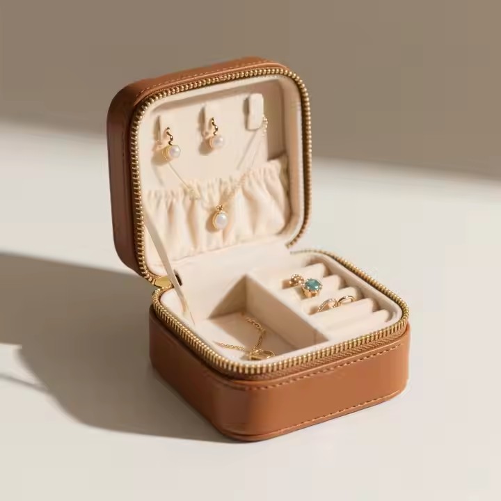 High-End Genuine Leather Jewelry Box with Custom Logo