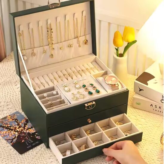High-End Genuine Leather Jewelry Box with Custom Logo