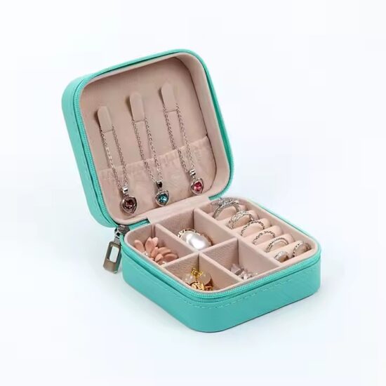 Custom Mini Portable Leather Travel Jewelry Box for Rings and Earrings