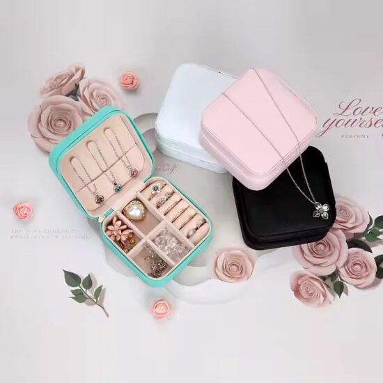Custom Mini Portable Leather Travel Jewelry Box for Rings and Earrings