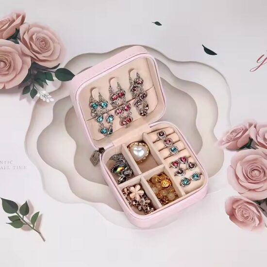 Custom Mini Portable Leather Travel Jewelry Box for Rings and Earrings