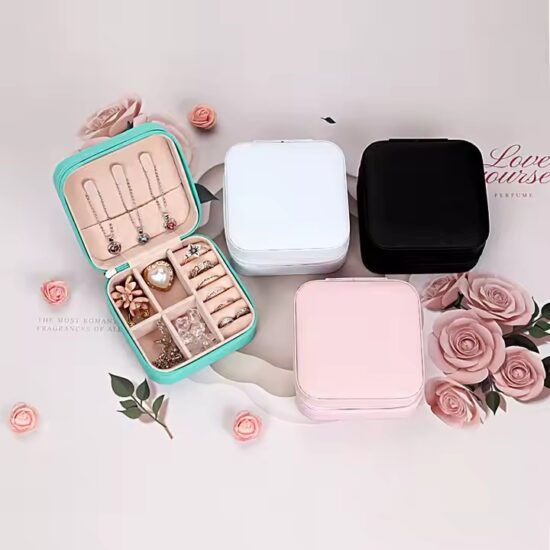 Custom Mini Portable Leather Travel Jewelry Box for Rings and Earrings