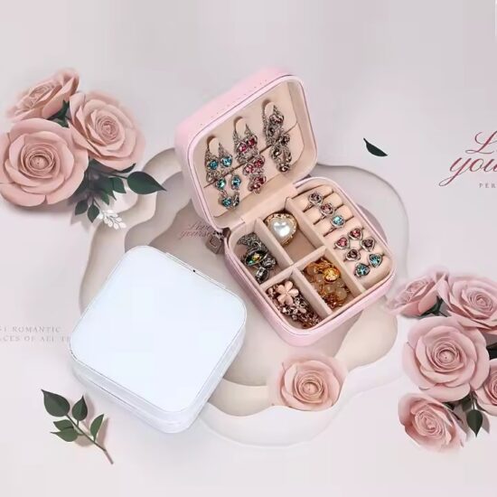 Custom Mini Portable Leather Travel Jewelry Box for Rings and Earrings