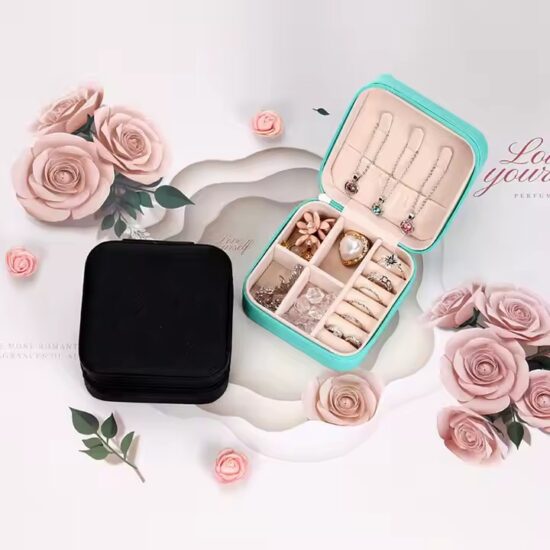 Custom Mini Portable Leather Travel Jewelry Box for Rings and Earrings