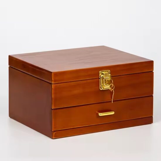 Luxury wooden jewelry organizer with compartments for rings and watches